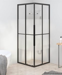 Shower Cabin Half Frosted ESG 70x70x180 Cm Black