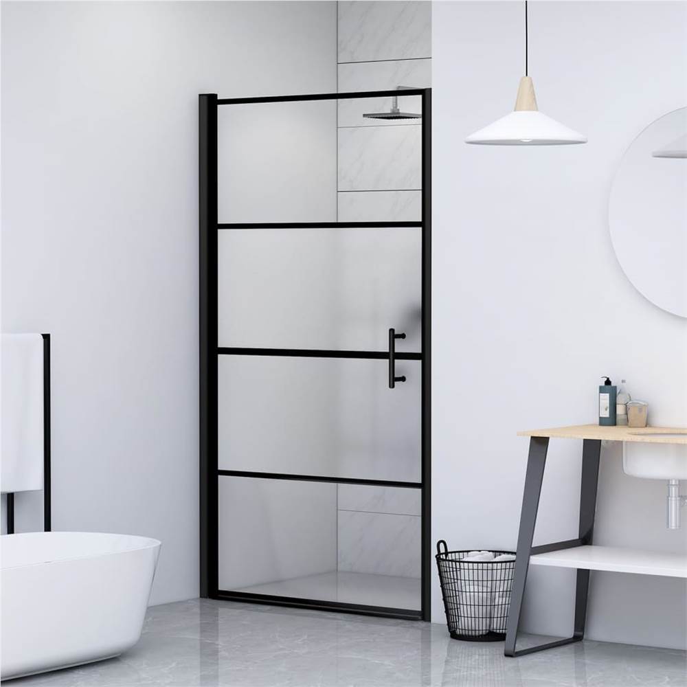 Shower Door 100x178 cm Half Frosted Tempered Glass Black Shower Door 100x178 Cm Half Frosted Tempered Glass Black -Room Shower Door 100x178 cm Half Frosted Tempered Glass Black 514646 0