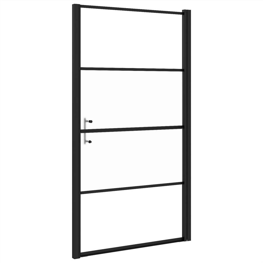Shower Door 100x178 cm Half Frosted Tempered Glass Black Shower Door 100x178 Cm Half Frosted Tempered Glass Black -Room Shower Door 100x178 cm Half Frosted Tempered Glass Black 514646 4