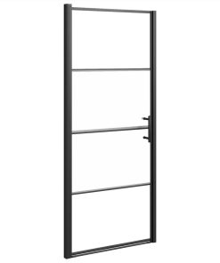 Shower Door 91x195 Cm Half Frosted Tempered Glass Black 3 Shower Door 91x195 Cm Half Frosted Tempered Glass Black -Room Shower Door 91x195 cm Half Frosted Tempered Glass Black 514582 1