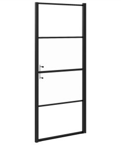 Shower Door 91x195 Cm Half Frosted Tempered Glass Black 5 Shower Door 91x195 Cm Half Frosted Tempered Glass Black -Room Shower Door 91x195 cm Half Frosted Tempered Glass Black 514582 4