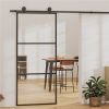 Sliding Door ESG Glass And Aluminium 90x205 Cm Black