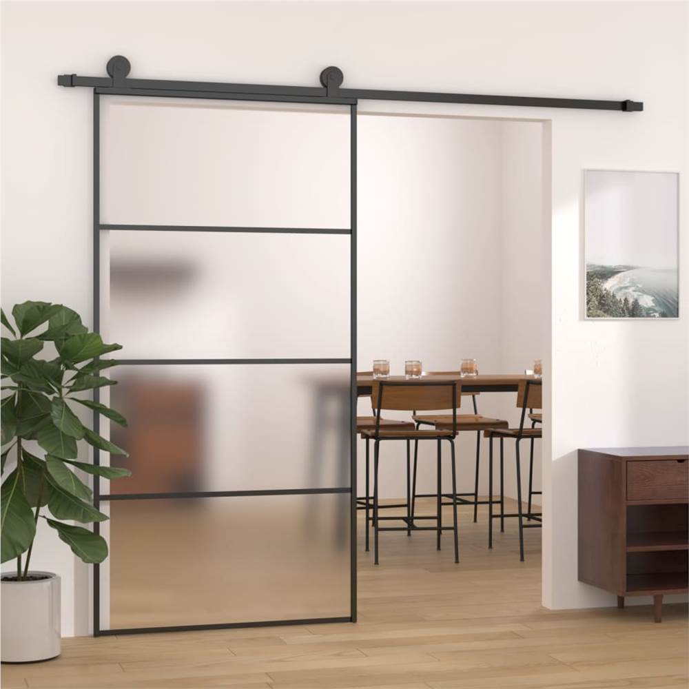 Sliding Door Frosted ESG Glass and Aluminium 102.5x205 cm Black Sliding Door Frosted ESG Glass And Aluminium 102.5x205 Cm Black -Room Sliding Door Frosted ESG Glass and Aluminium 102 5x205 cm Black 515733 0