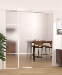 Sliding Door Frosted ESG Glass And Aluminium 102.5x205 Cm White