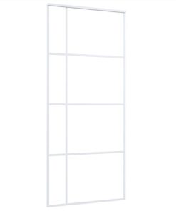 Sliding Door Frosted ESG Glass And Aluminium 90x205 Cm White -Room Sliding Door Frosted ESG Glass and Aluminium 90x205 cm White 515742 1