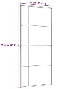 Sliding Door Frosted ESG Glass And Aluminium 90x205 Cm White -Room Sliding Door Frosted ESG Glass and Aluminium 90x205 cm White 515742 4