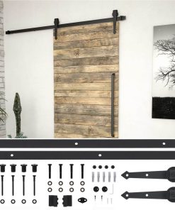 Sliding Door Hardware Kit 200 Cm Steel Black