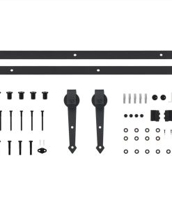 Sliding Door Hardware Kit 200 Cm Steel Black -Room Sliding Door Hardware Kit 200 cm Steel Black 442650 4