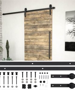 Sliding Door Hardware Kit 200 Cm Steel Black