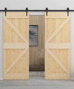 Sliding Door With Hardware Set 80x210 Cm Solid Pine Wood -Room Sliding Door with Hardware Set 80x210 cm Solid Pine Wood 493368 4