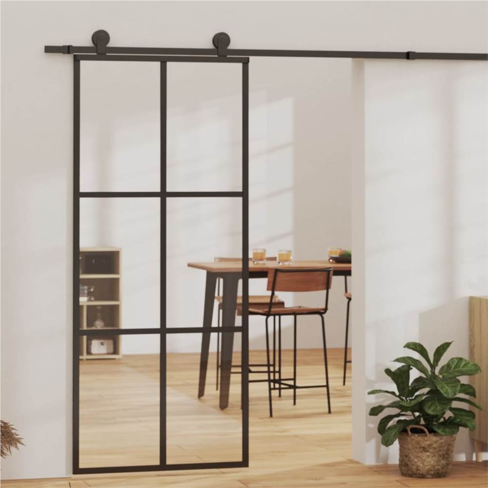 Sliding Door with Hardware Set ESG Glass&Aluminium 90x205 cm Sliding Door With Hardware Set ESG Glass&Aluminium 90x205 Cm -Room Sliding Door with Hardware Set ESG Glass Aluminium 90x205 cm 493792 0