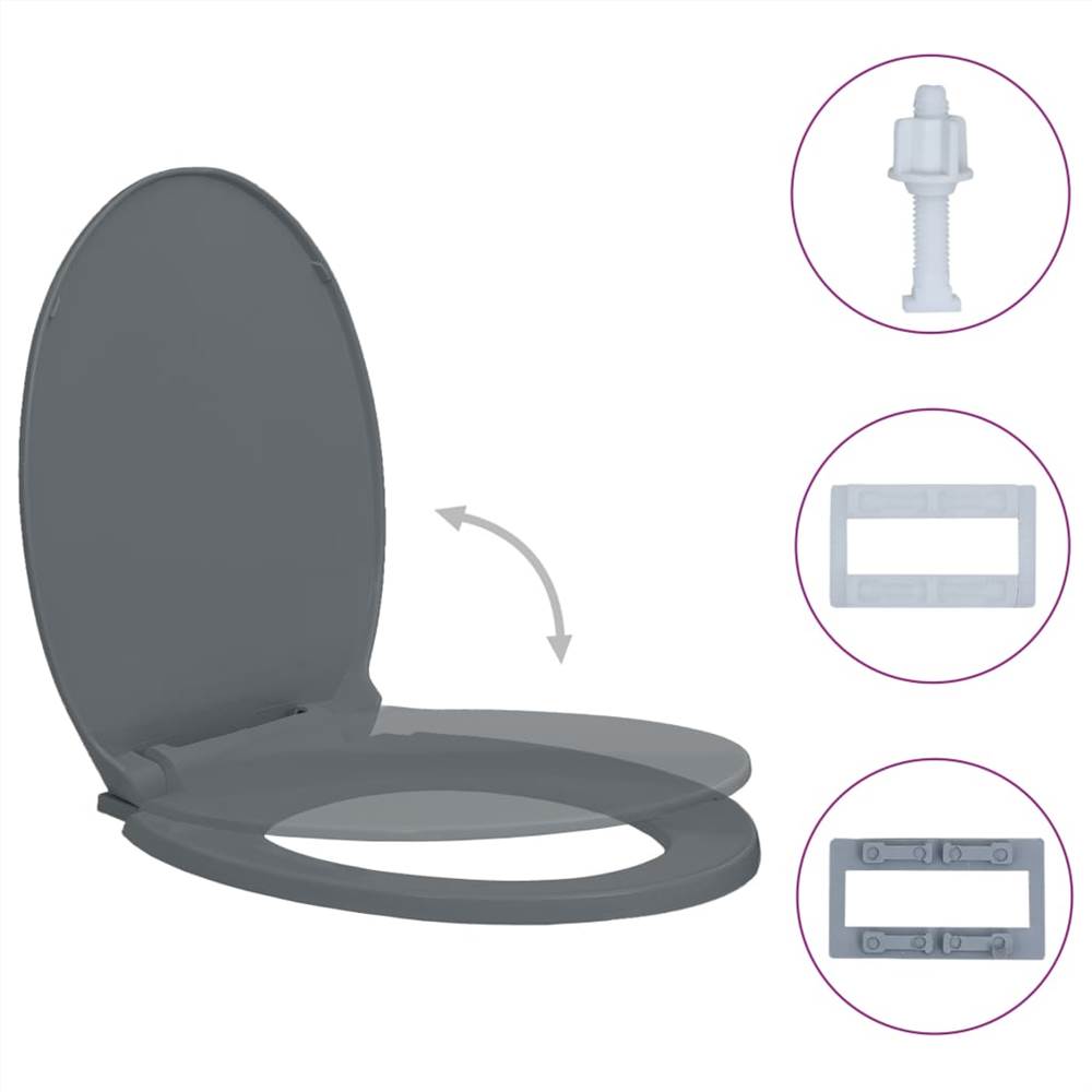 Soft-Close Toilet Seat Grey Oval Soft-Close Toilet Seat Grey Oval -Room Soft Close Toilet Seat Grey Oval 445195 1