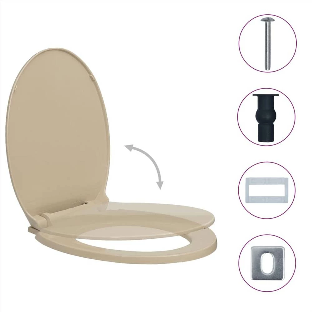Soft-Close Toilet Seat Quick Release Beige Oval - Image 2