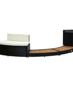 Spa Surround Black Poly Rattan And Solid Acacia Wood -Room Spa Surround Black Poly Rattan and Solid Acacia Wood 500705 2