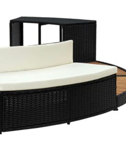 Spa Surround Black Poly Rattan And Solid Acacia Wood -Room Spa Surround Black Poly Rattan and Solid Acacia Wood 500705 3
