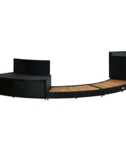 Spa Surround Black Poly Rattan And Solid Acacia Wood -Room Spa Surround Black Poly Rattan and Solid Acacia Wood 500705 5