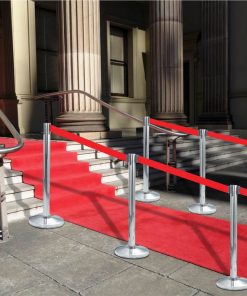 Stanchion With Belt Airport Barrier Stainless Steel Silver