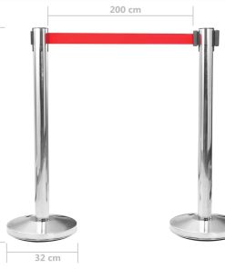 Stanchion With Belt Airport Barrier Stainless Steel Silver -Room Stanchion with Belt Airport Barrier Stainless Steel Silver 441627 4