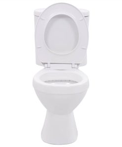 Standing Toilet With Cistern And Soft Close Seat Ceramic White -Room Standing Toilet with Cistern and Soft Close Seat Ceramic White 450820 2