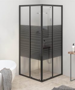 Stripe Shower Cabin ESG 70x70x180 Cm Black