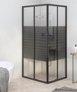 Stripe Shower Cabin ESG 80x70x180 Cm Black
