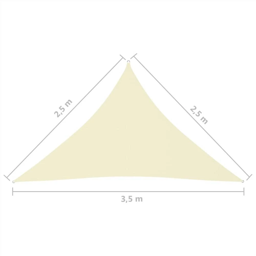 Sunshade Sail Oxford Fabric Triangular 2.5x2.5x3.5 M Cream - Image 6
