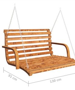 Swing Bench Solid Spruce Wood With Teak Finish 91x130x58 Cm -Room Swing Bench Solid Spruce Wood with Teak Finish 91x130x58 cm 472367 4