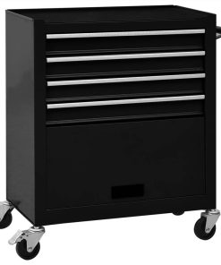 Tool Trolley With 4 Drawers Steel Black