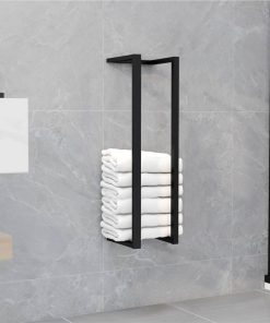Towel Rack Black 12.5x12.5x60 Cm Iron