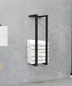 Towel Rack Black 12.5x12.5x60 Cm Iron