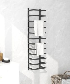 Towel Rack Black 24x12x96 Cm Steel