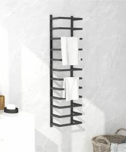 Towel Rack Black 24x12x96 Cm Steel