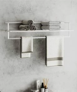 Towel Rack White 95x25x22 Cm Iron