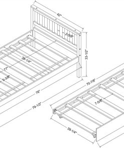 Twin Size Pull-out Combination Pine Bed Frame With Headboard And Footboard - Grey -Room Twin Bed with Trundle Grey 456461 2