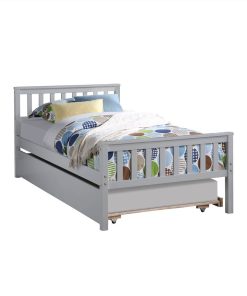 Twin Size Pull-out Combination Pine Bed Frame With Headboard And Footboard - Grey -Room Twin Bed with Trundle Grey 456461 3