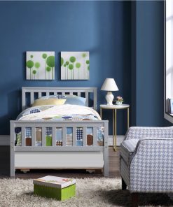 Twin Size Pull-out Combination Pine Bed Frame With Headboard And Footboard - Grey -Room Twin Bed with Trundle Grey 456461 4