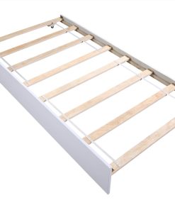 Twin Size Pull-out Combination Pine Bed Frame With Headboard And Footboard - White -Room Twin Bed with trundle White 456460 4