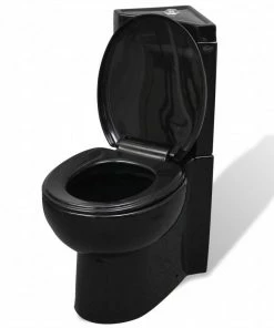 WC Ceramic Toilet Bathroom Corner Toilet Black