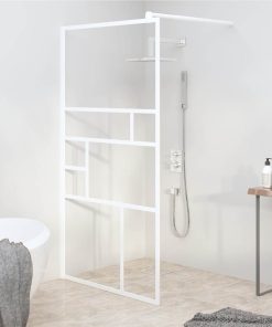 Walk-in Shower Wall 100x195 Cm ESG Glass White