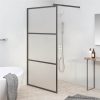 Walk-in Shower Wall 100x195 Cm Frosted ESG Glass Black -Room Walk in Shower Wall 100x195 cm Frosted ESG Glass Black 513306 0