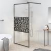Walk-in Shower Wall 100x195cm ESG Glass With Stone Design Black 2 Walk-in Shower Wall 100x195cm ESG Glass With Stone Design Black -Room Walk in Shower Wall 100x195cm ESG Glass with Stone Design Black 514107 0