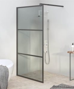 Walk-in Shower Wall 115x195cm Dark ESG Glass Black