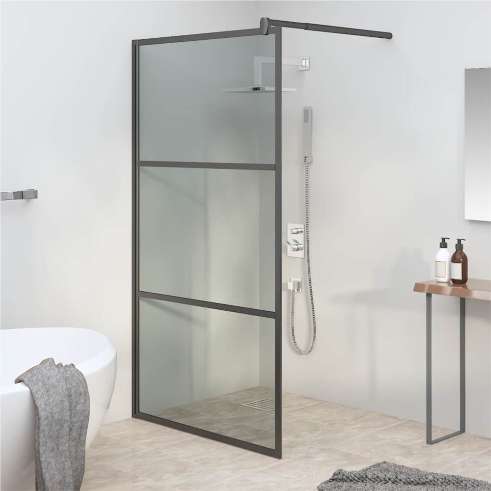 Walk-in Shower Wall 115x195cm Dark ESG Glass Black Walk-in Shower Wall 115x195cm Dark ESG Glass Black -Room Walk in Shower Wall 115x195cm Dark ESG Glass Black 514106 0