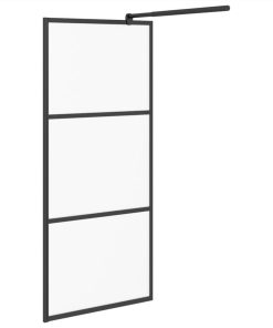Walk-in Shower Wall 80x195 Cm Frosted ESG Glass Black -Room Walk in Shower Wall 80x195 cm Frosted ESG Glass Black 513346 3