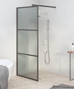 Walk-in Shower Wall 80x195cm Dark ESG Glass Black