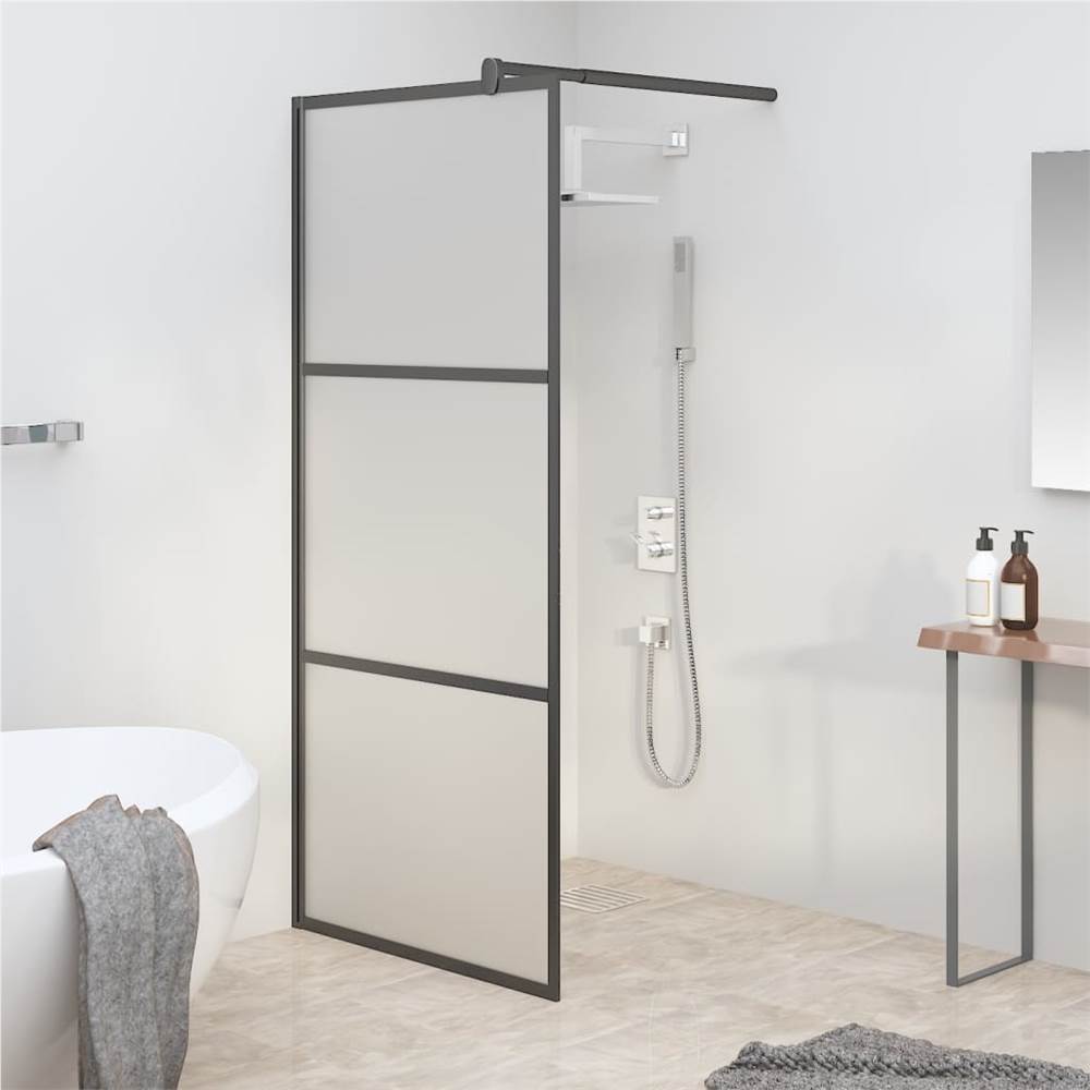 Walk-in Shower Wall 90x195 cm Frosted ESG Glass Black Walk-in Shower Wall 90x195 Cm Frosted ESG Glass Black -Room Walk in Shower Wall 90x195 cm Frosted ESG Glass Black 513348 0