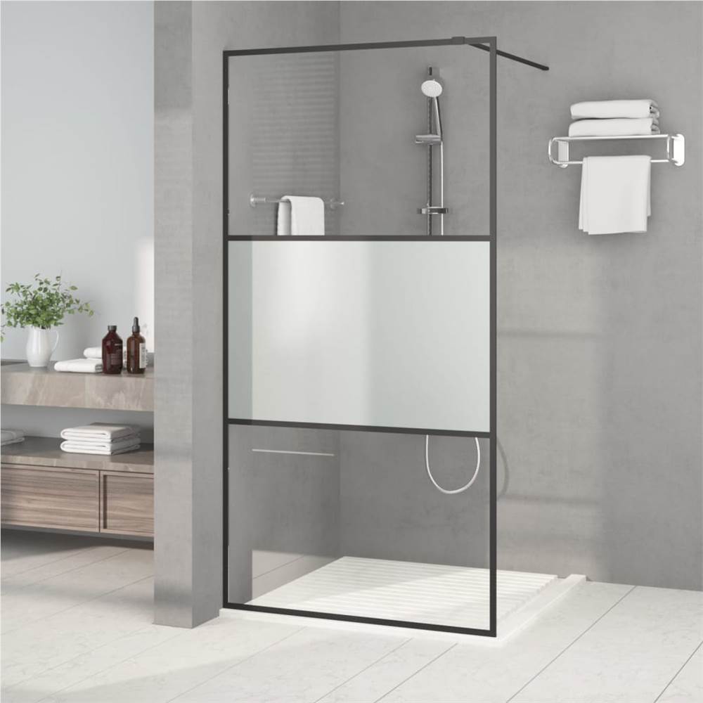 Walk-in Shower Wall Black 100x195 cm Half Frosted ESG Glass Walk-in Shower Wall Black 100x195 Cm Half Frosted ESG Glass -Room Walk in Shower Wall Black 100x195 cm Half Frosted ESG Glass 517697 0