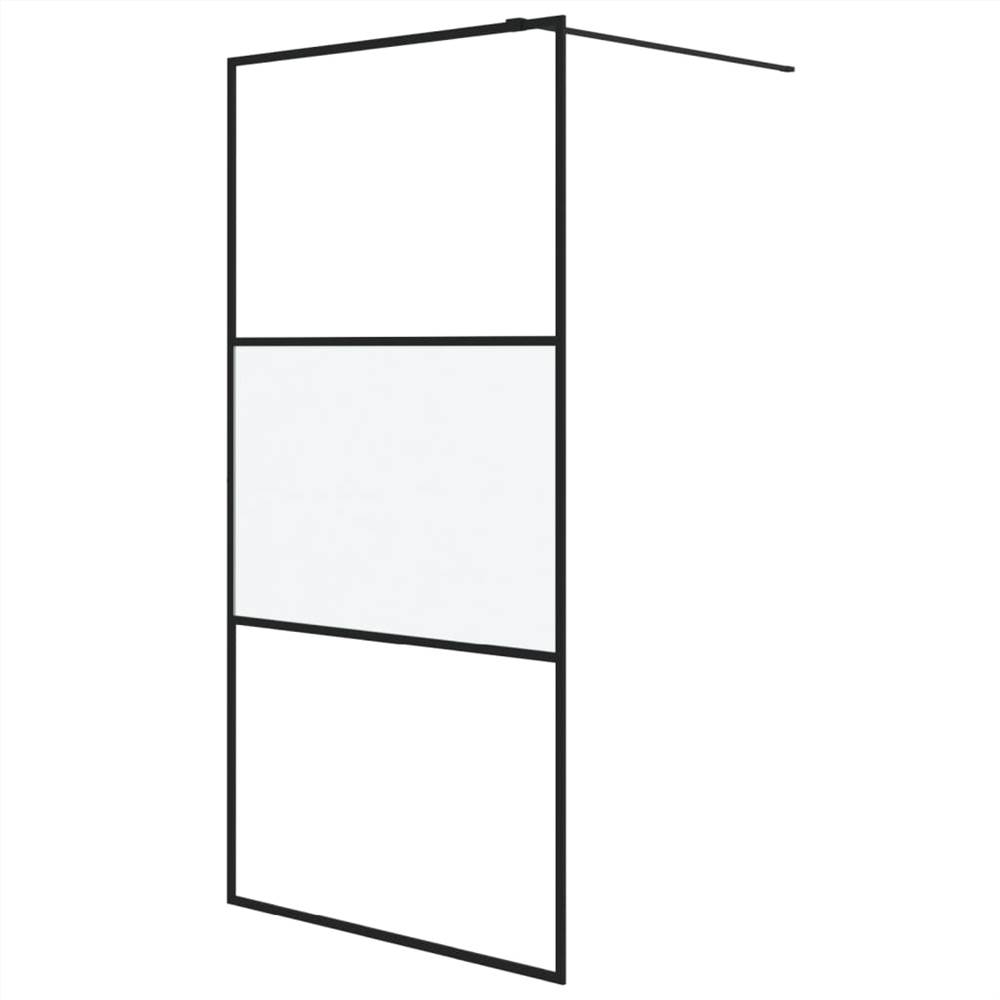 Walk-in Shower Wall Black 100x195 cm Half Frosted ESG Glass Walk-in Shower Wall Black 100x195 Cm Half Frosted ESG Glass -Room Walk in Shower Wall Black 100x195 cm Half Frosted ESG Glass 517697 1