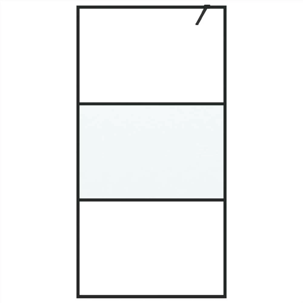 Walk-in Shower Wall Black 100x195 Cm Half Frosted ESG Glass - Image 3