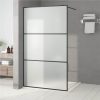 Walk-in Shower Wall Black 115x195 Cm Frosted ESG Glass -Room Walk in Shower Wall Black 115x195 cm Frosted ESG Glass 517698 0